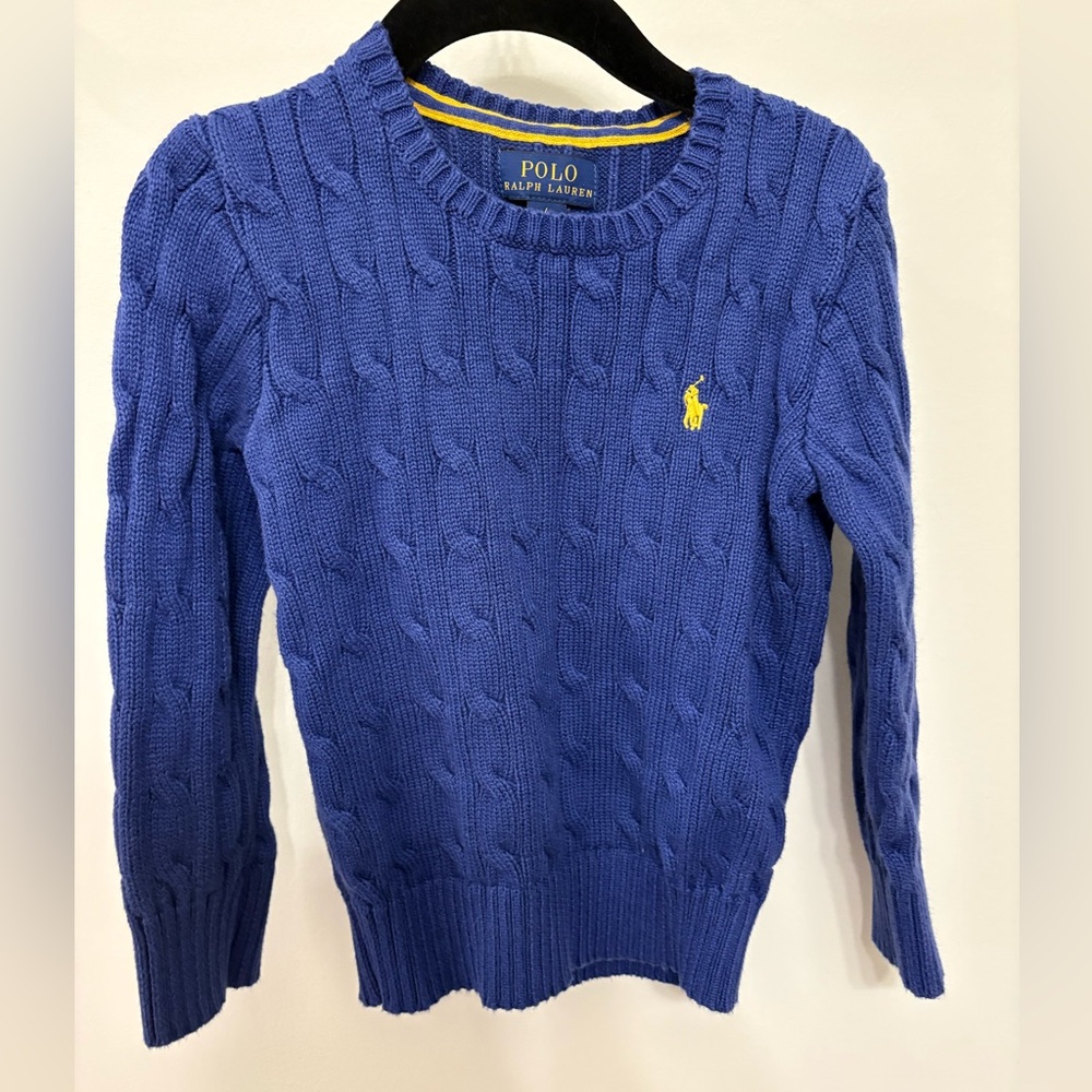 Polo by Ralph Lauren Blue Cable Knit Crewneck Sweater